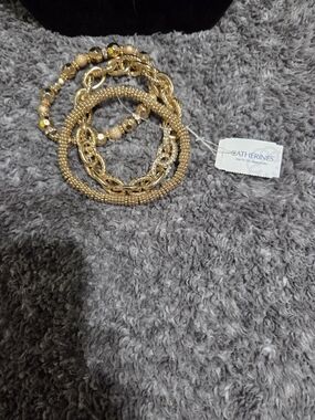 Catherines Gold-Tone Layered Chain and Bead Bracelet Set